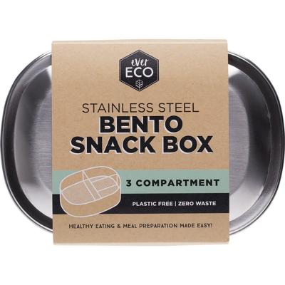 Stainless Steel Bento Snack Box 3 Compartments 580ml