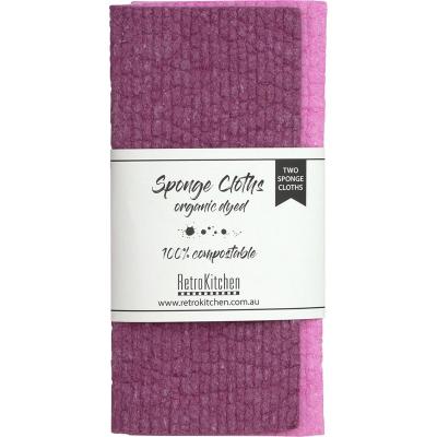 100% Compostable Sponge Cloth Organic Dyed Plum 2pk