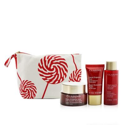 Clarins Super Restorative Collection: Day Cream 50ml+ Night Cream 15ml+ Treatment Essence 50ml+ Pouch 3pcs+1pouch