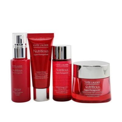 Estee Lauder Nutritious Super-Pomegranate Nourish All Night Set: Night Creme+ Milky Lotion+ Lotion Intense Moist+ Cleansing Form... 4pcs+2bags