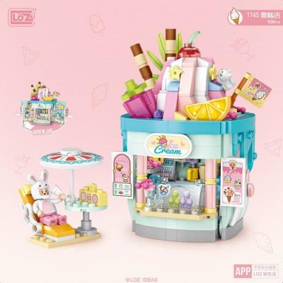 LOZ Dream Amusement Park Series - Foldable Ice Cream Shop Building Bricks Set 13.5 x 18 x 8cm