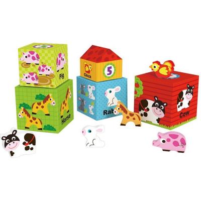 Tooky Toy Co Nesting Box - Farm 13x13x13cm