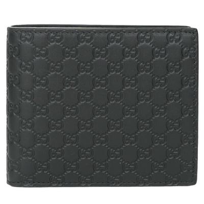Microguccissim a GG Logo Leather Coin Wallet 544472 Black