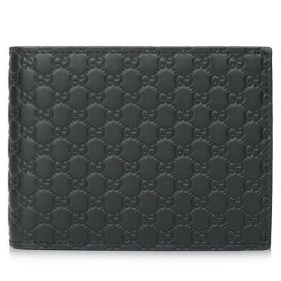 Leather Micro GG Guccissima Trifold Wallet 217044 Black