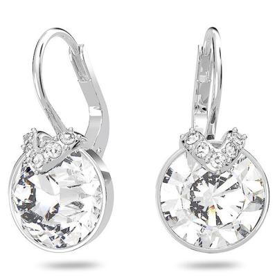 Swarovski Bella V drop earrings 5292855 - Round cut, White, Rhodium plated White