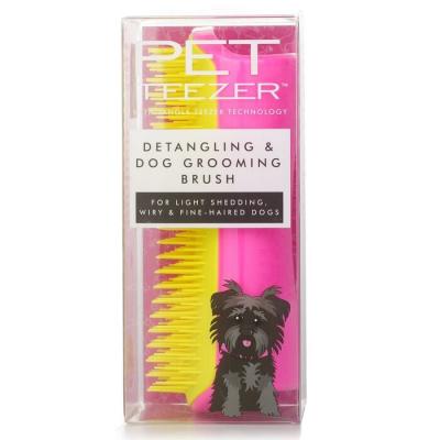 Tangle Teezer Detangling & Dog Grooming Brush (For Light Shedding, Wiry & Fine Haired Dogs) - # Pink / Yellow 1pcs