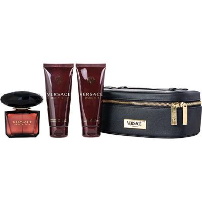Versace Crystal Noir 4pc Set - Eau De Parfum & Body Lotion 100ml & Shower Gel 100ml & Beauty Case 90ml