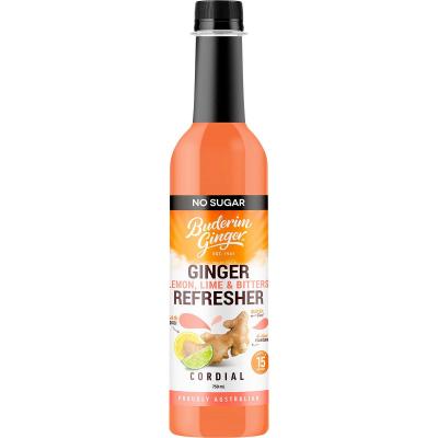 Ginger Lemon, Lime & Bitter Refresher Cordial No Sugar 750ml