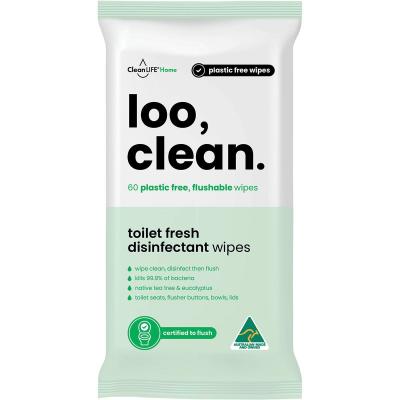 Loo Clean Flushable Plastic Free Wipes 60pk