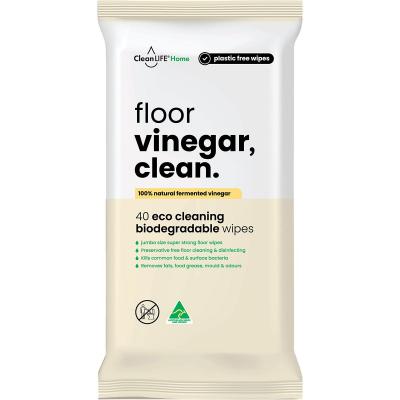 Vinegar Clean Floor Plastic Free Wipes 40pk