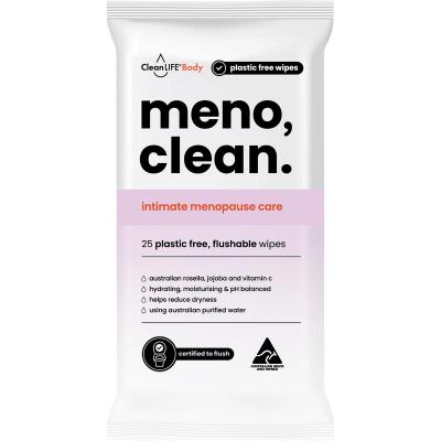 Meno Clean Wipes Flushable Plastic Free Wipes 25pk