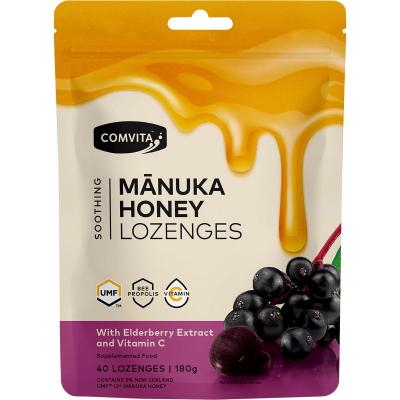 Manuka Honey Lozenges Elderberry Extract & Vitamin C 40x4.5g