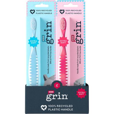 100% Recycled Toothbrush Kids Extra Soft Pink, Blue x8
