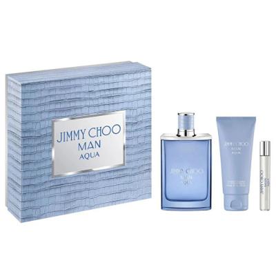 Jimmy Choo Man Aqua Set - Eau De Toilette & Travel Mini 7.5ml & Shower Gel 100ml