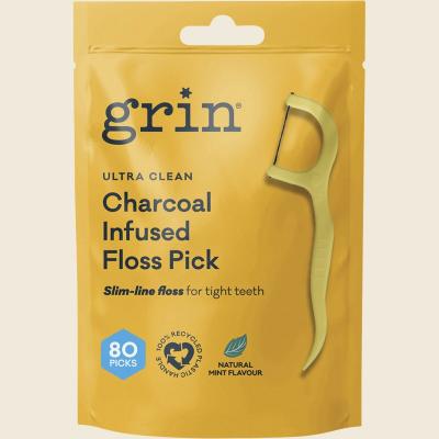Ultra Clean Floss Picks Charcoal Infused 80pk
