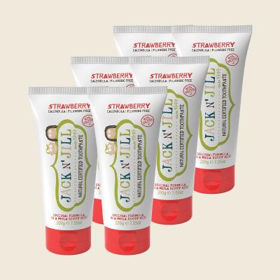 Toothpaste Children Mega Strawberry Fluoride Free 6x200g