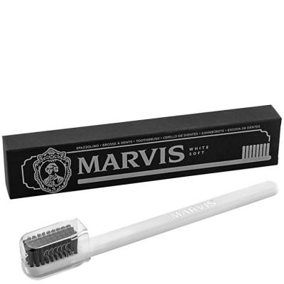 Marvis White Toothbrush With Nylon Medium Bristles