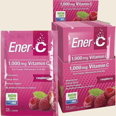 Ener-C 1000mg Vitamin C Drink Mix Raspberry Sachets 12pk
