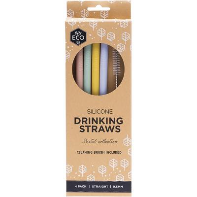 Silicone Straws Straight Pastel Collection 4pk