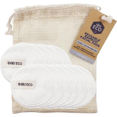 Reusable Bamboo Facial Pads White with Cotton Wash Bag 10pk