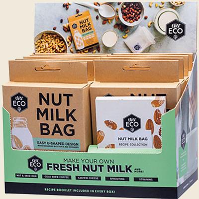 Nut Milk Bag Counter Display with Recipe Booklets x9