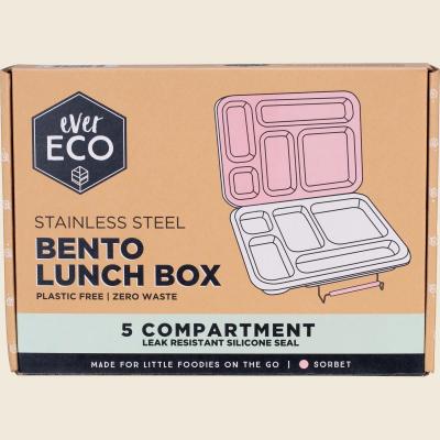 Stainless Steel 5 Compartment Bento Lunch Box Sorbet 1pc