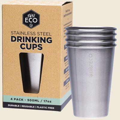 Stainless Steel Drinking Cups 4x500ml