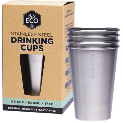 Stainless Steel Drinking Cups 4x500ml