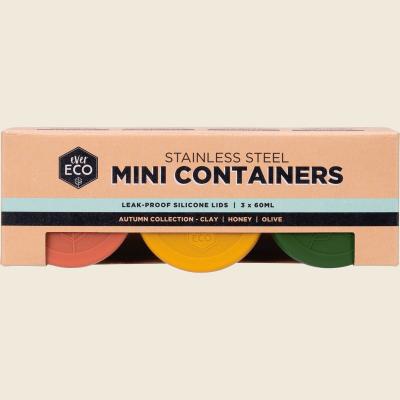 Stainless Steel Mini Containers Autumn Leak Resistant 3pk