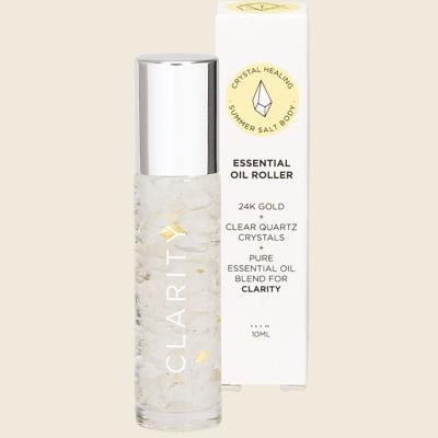 Essential Oil Roller 24K Gold Clarity Clear Quartz 10ml