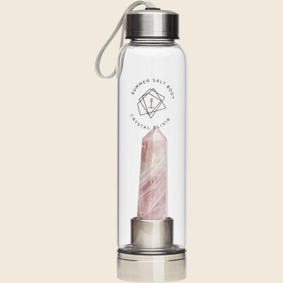 Crystal Elixir Glass Water Bottle Rose Quartz 550ml