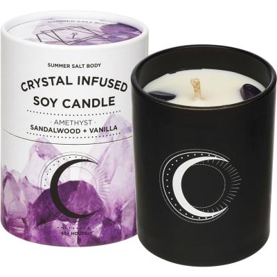 Crystal Infused Soy Candle Amethyst Sandalwood Vanilla