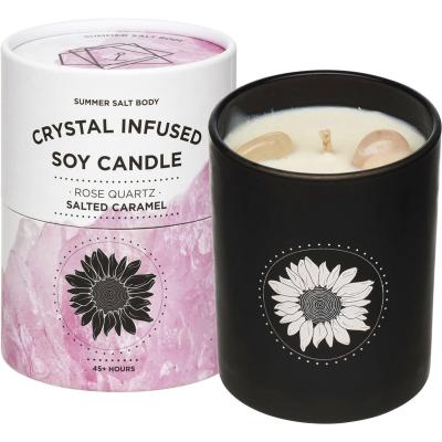 Crystal Infused Soy Candle Rose Quartz Salted Caramel