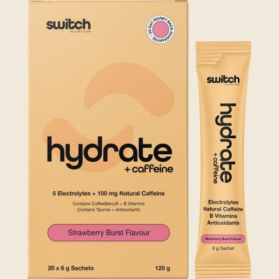 Hydrate + Caffeine Sachets Strawberry Burst 20x6g