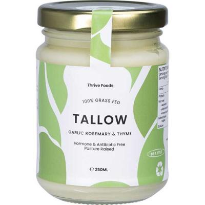 100% Grass Fed Tallow Garlic, Rosemary & Thyme 250ml