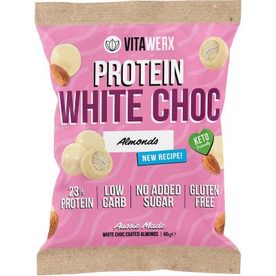 Protein White Choc Coated Almonds 10x60g