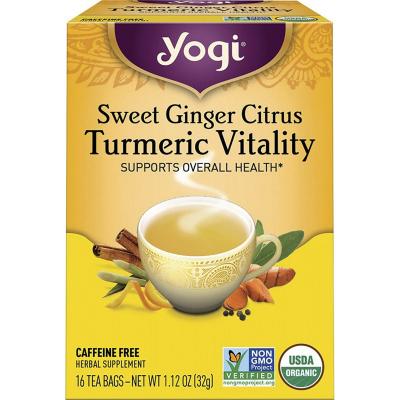 Herbal Tea Bags Sweet Ginger Citrus Turmeric Vitality 16pk